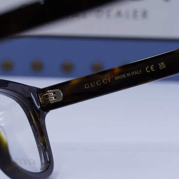 Gucci GG1526O 002 Square Eyeglasses Dark Havana 52mm - Picture 7 of 10